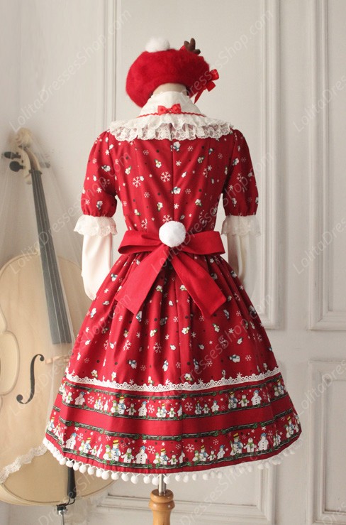 Sweet Frozen Christmas Snowman Retro Fairy Tale Style Lolita Dress
