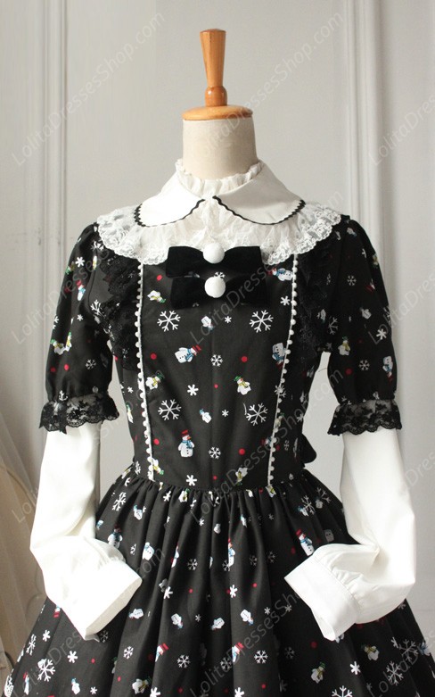 Sweet Frozen Christmas Snowman Retro Fairy Tale Style Lolita Dress