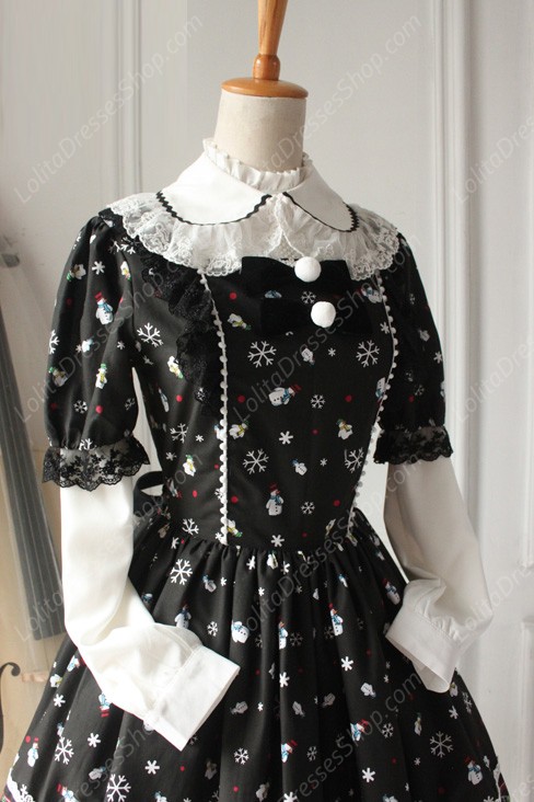 Sweet Frozen Christmas Snowman Retro Fairy Tale Style Lolita Dress