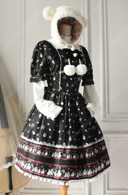 Sweet Frozen Christmas Snowman Retro Fairy Tale Style Lolita Dress