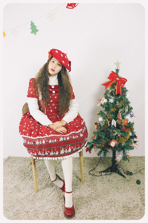 Sweet Frozen Christmas Snowman Retro Fairy Tale Style Lolita Dress