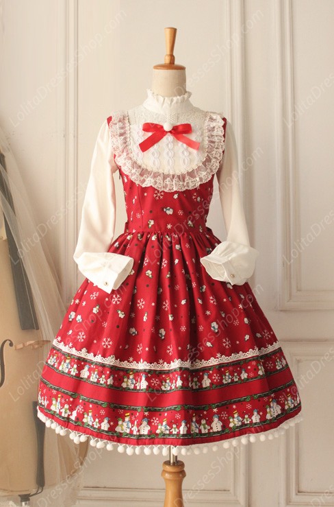 Sweet Frozen Christmas Snowman Retro Fairy Tale Style Lolita Dress Vest Skirt