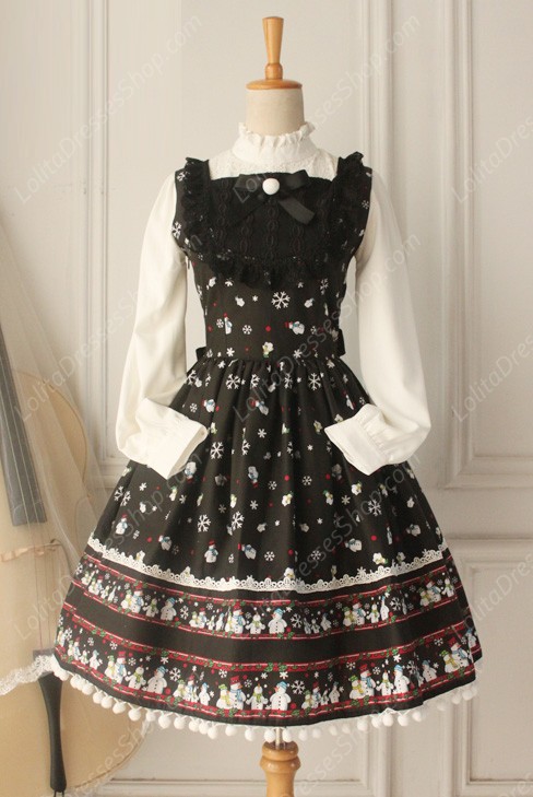 Sweet Frozen Christmas Snowman Retro Fairy Tale Style Lolita Dress Vest Skirt