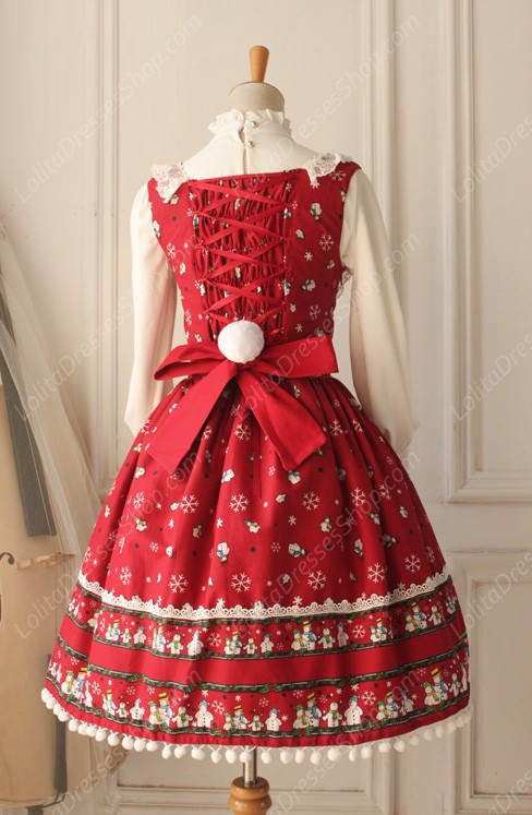 Sweet Frozen Christmas Snowman Retro Fairy Tale Style Lolita Dress Vest Skirt