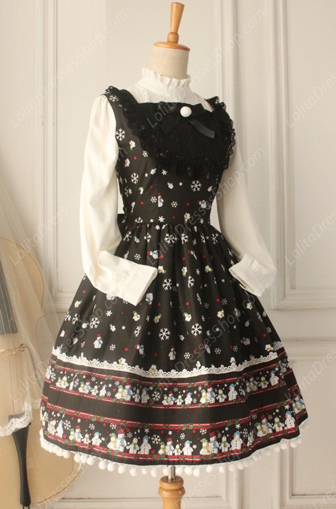 Sweet Frozen Christmas Snowman Retro Fairy Tale Style Lolita Dress Vest Skirt