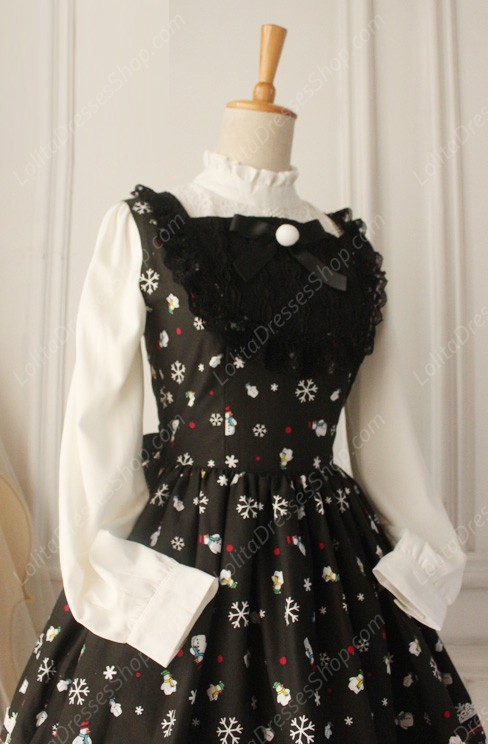 Sweet Frozen Christmas Snowman Retro Fairy Tale Style Lolita Dress Vest Skirt