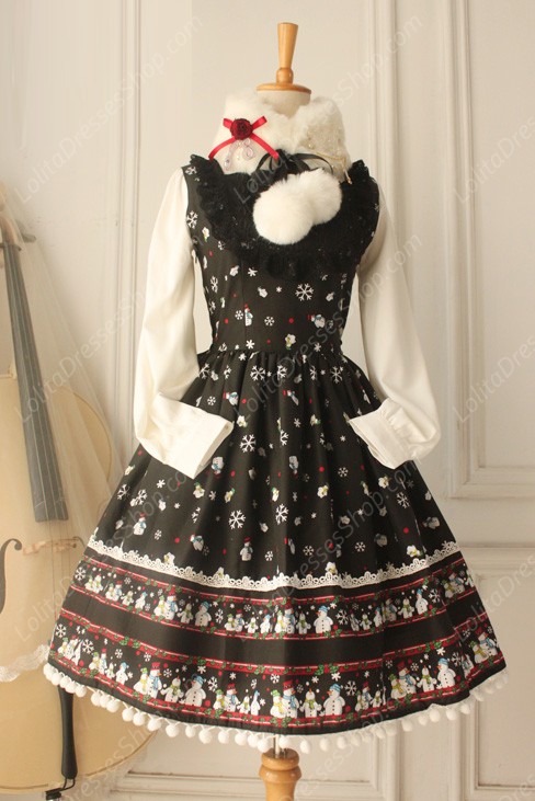 Sweet Frozen Christmas Snowman Retro Fairy Tale Style Lolita Dress Vest Skirt