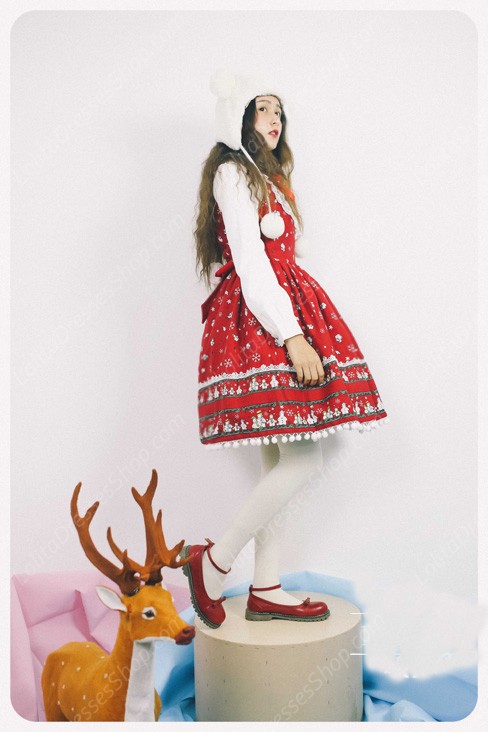 Sweet Frozen Christmas Snowman Retro Fairy Tale Style Lolita Dress Vest Skirt