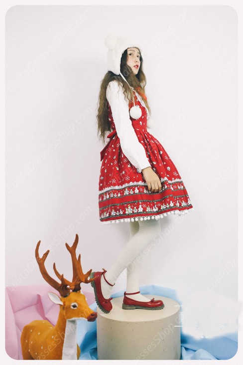 Sweet Frozen Christmas Snowman Retro Fairy Tale Style Lolita Dress Vest Skirt