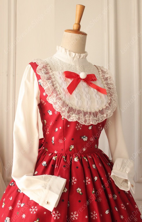 Sweet Frozen Christmas Snowman Retro Fairy Tale Style Lolita Dress Vest Skirt
