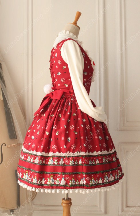 Sweet Frozen Christmas Snowman Retro Fairy Tale Style Lolita Dress Vest Skirt