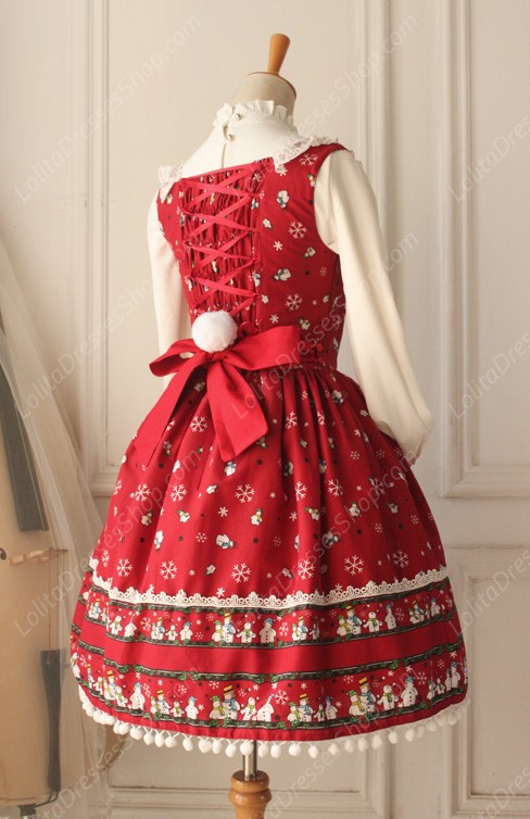 Sweet Frozen Christmas Snowman Retro Fairy Tale Style Lolita Dress Vest Skirt