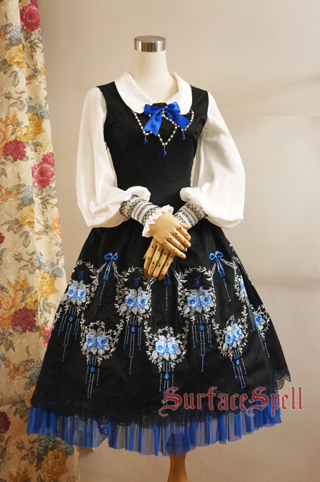 Dancing Roses Original Embroidery Surface Spell Gothic Lolita Dress