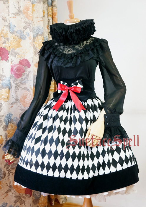 Illusion Realizer Diamond Fishbone High Waist Surface Spell Gothic Lolita Half Dress SK