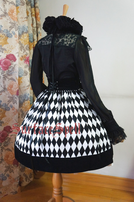 Illusion Realizer Diamond Fishbone High Waist Surface Spell Gothic Lolita Half Dress SK