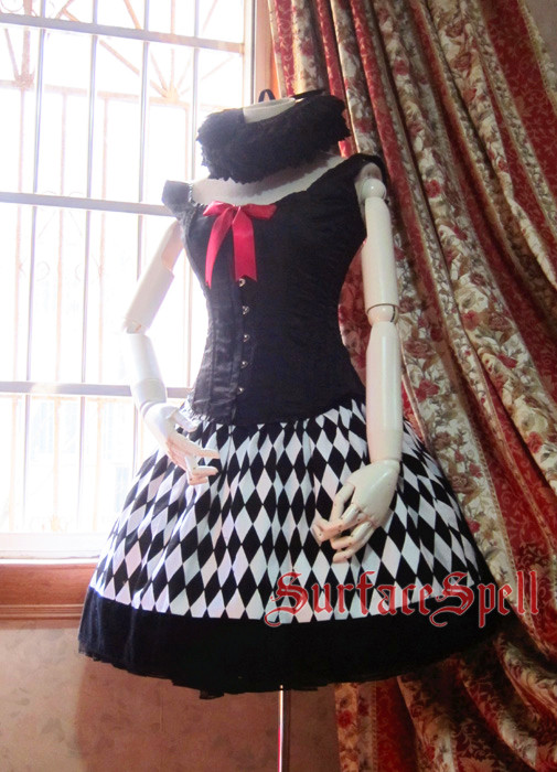 Illusion Realizer Diamond Fishbone High Waist Surface Spell Gothic Lolita Half Dress SK