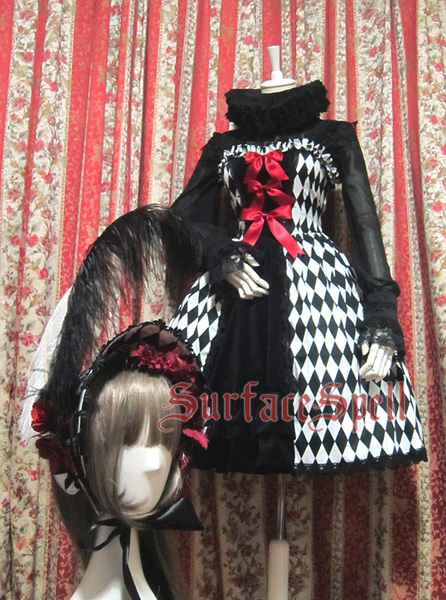 Illusion Realizer Diamond Ostrich Feather Surface Spell Gothic Lolita Half Bonnet