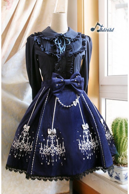 Classic Ornate Chandelier Shape Velveteen Embroidered HMHM Lolita Dresses