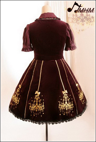 Classic Ornate Chandelier Shape Velveteen Embroidered HMHM Lolita Dresses