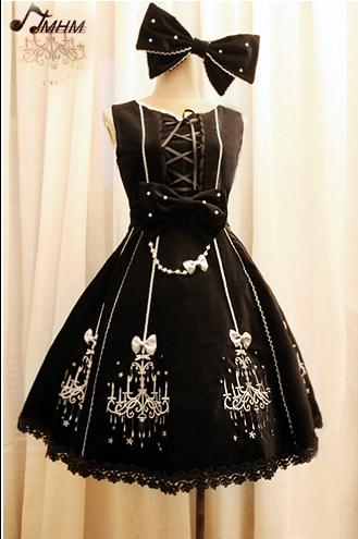 Classic Ornate Chandelier Shape Velveteen Embroidered HMHM Lolita Dresses