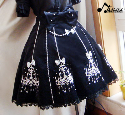 Classic Ornate Chandelier Shape Velveteen Embroidered HMHM Lolita Half Skirt