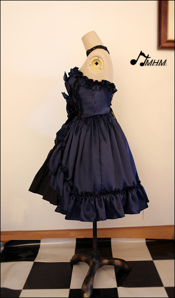 Dark Sapphire Blue Satin Strapless HMHM Lolita Gown Skirt