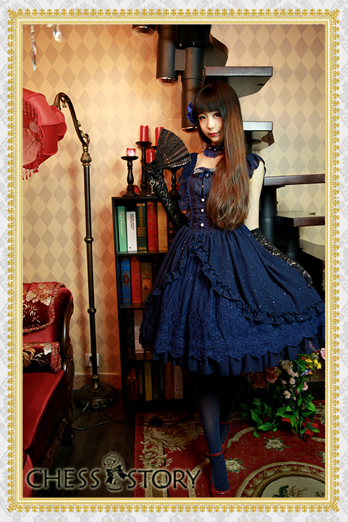 Sweet Chiffon Le Ballet Embroidery Lace Chess Story Lolita Jumper Dress Luxury Version