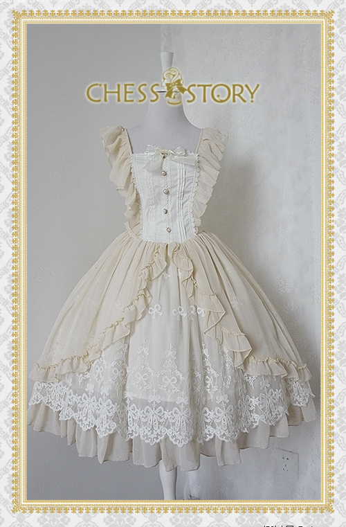 Sweet Chiffon Le Ballet Embroidery Lace Chess Story Lolita Jumper Dress Luxury Version