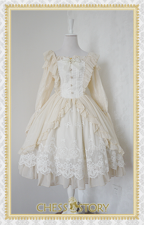 Sweet Chiffon Le Ballet Embroidery Lace Chess Story Lolita Jumper Dress Luxury Version