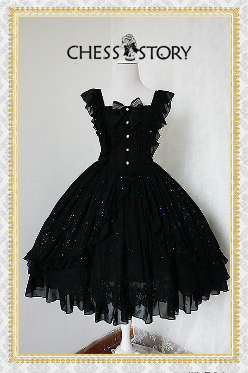 Sweet Chiffon Le Ballet Embroidery Lace Chess Story Lolita Jumper Dress Luxury Version