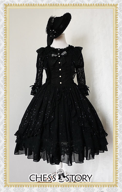 Sweet Chiffon Le Ballet Embroidery Lace Chess Story Lolita Jumper Dress Luxury Version