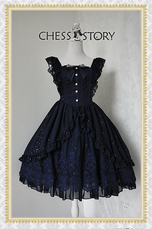 Sweet Chiffon Le Ballet Embroidery Lace Chess Story Lolita Jumper Dress Luxury Version