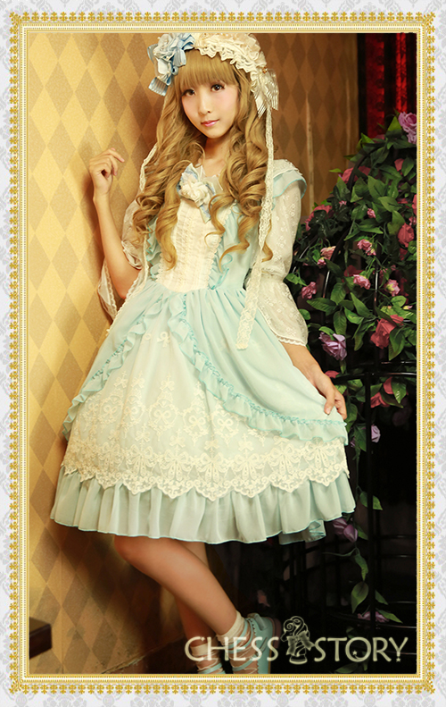 Sweet Chiffon Le Ballet Embroidery Lace Chess Story Lolita Jumper Dress