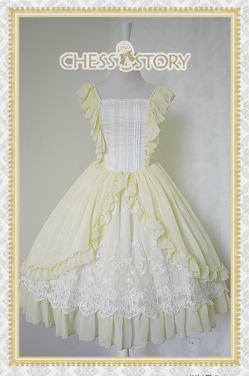 Sweet Chiffon Le Ballet Embroidery Lace Chess Story Lolita Jumper Dress