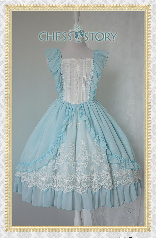 Sweet Chiffon Le Ballet Embroidery Lace Chess Story Lolita Jumper Dress