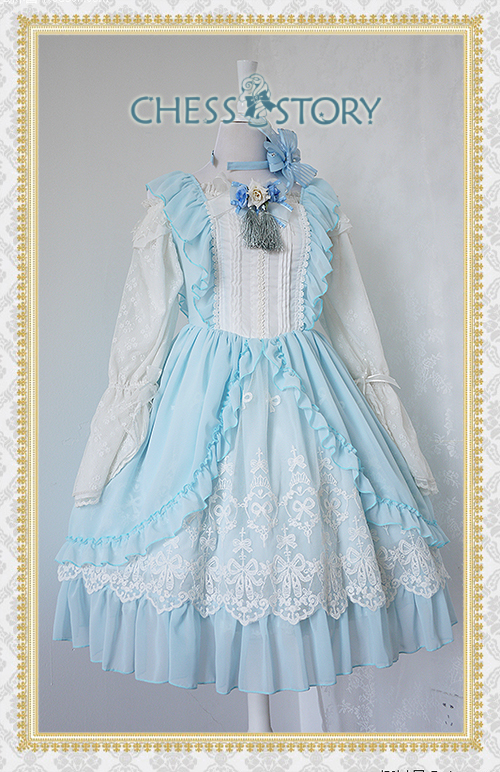 Sweet Chiffon Le Ballet Embroidery Lace Chess Story Lolita Jumper Dress