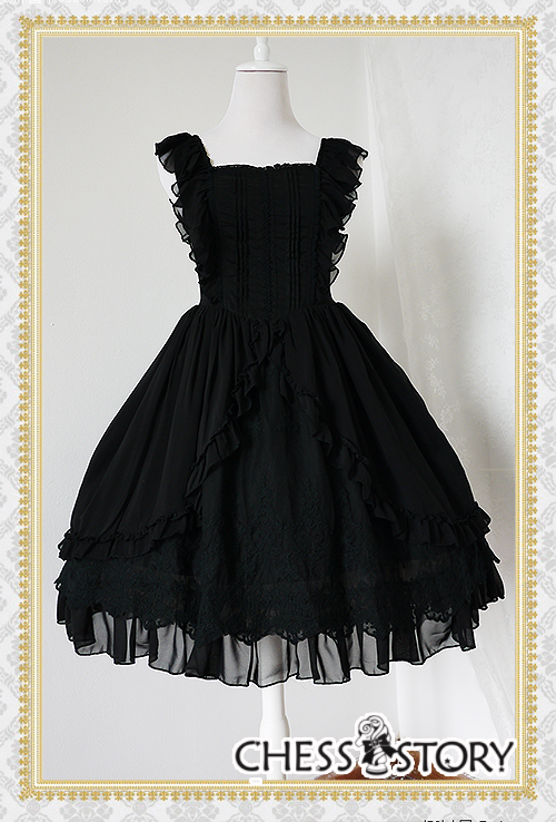 Sweet Chiffon Le Ballet Embroidery Lace Chess Story Lolita Jumper Dress