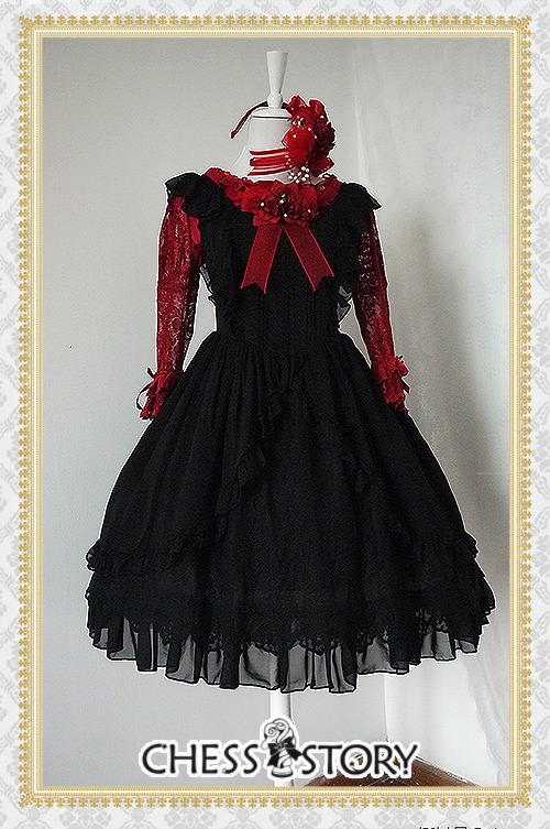 Sweet Chiffon Le Ballet Embroidery Lace Chess Story Lolita Jumper Dress