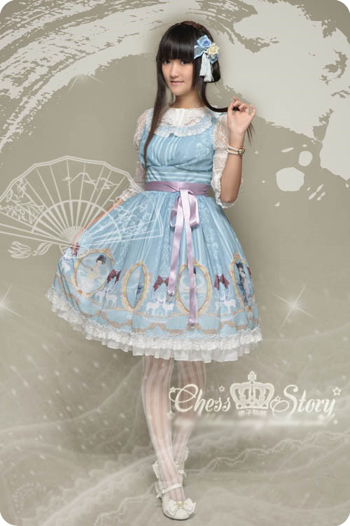 Sweet Chiffon Fairy in the Air Chiffon Chess Story Lolita JSK Dress