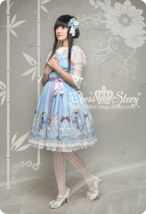 Sweet Chiffon Fairy in the Air Chiffon Chess Story Lolita JSK Dress