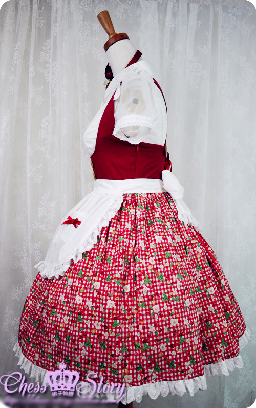 Sweet Cotton Summer Cherries Strawberry Chess Story Lolita JSK