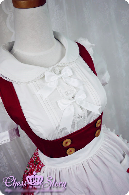 Sweet Cotton Summer Cherries Strawberry Chess Story Lolita JSK