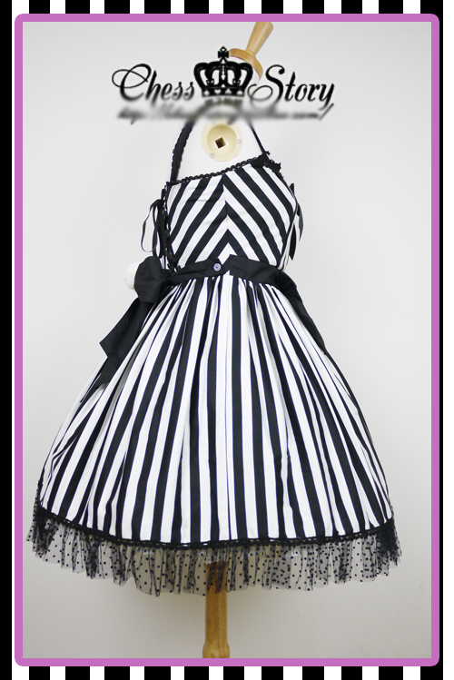 Sweet Cotton Miss Bunny White Black Chess Story Lolita JSK Dress