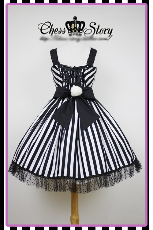 Sweet Cotton Miss Bunny White Black Chess Story Lolita JSK Dress