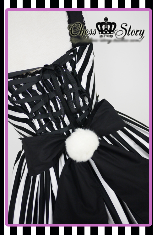 Sweet Cotton Miss Bunny White Black Chess Story Lolita JSK Dress