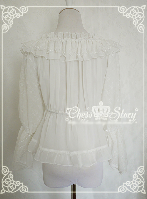 Sweet Chiffon Spring Lyrics Le Printemps Long Sleeves Chiffon Chess Story Lolita Blouse