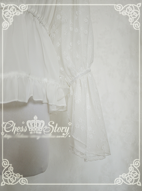 Sweet Chiffon Spring Lyrics Le Printemps Long Sleeves Chiffon Chess Story Lolita Blouse