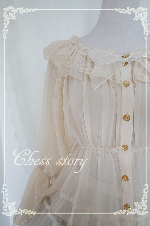 Sweet Chiffon Spring Lyrics Le Printemps Long Sleeves Chiffon Chess Story Lolita Blouse