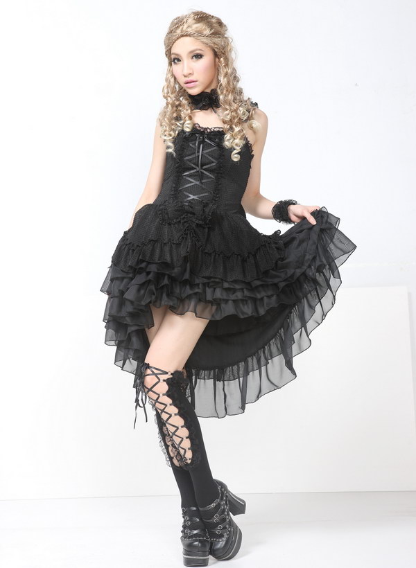 Black Lace Ribbon Bow GLP Lolita Dresses