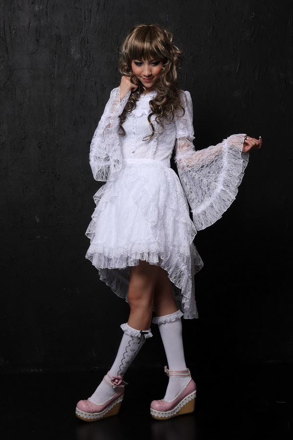 Multilayer Trumpet Sleeves Lace Princess GLP Lolita Dresses